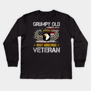 Grumpy Old 101st Airborne Division Veteran T Shirt Mens Kids Long Sleeve T-Shirt